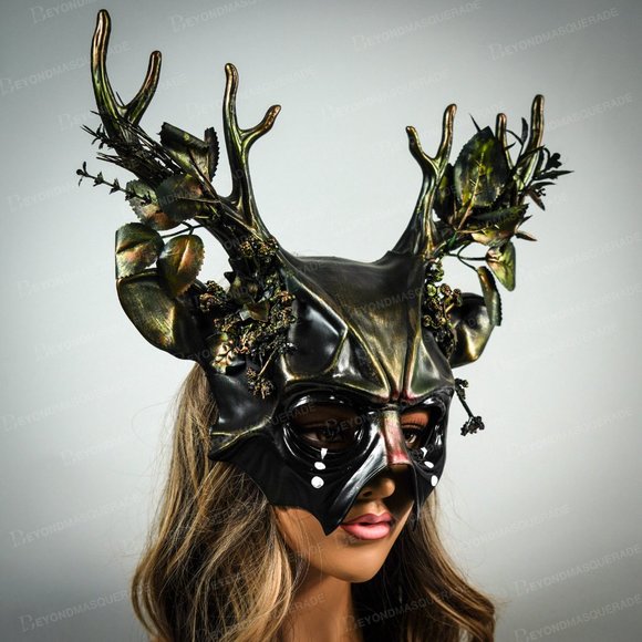 HORNS HEADBAND DEER MASQUERADE MASK ANIMAL MASK - Picture 3 of 5